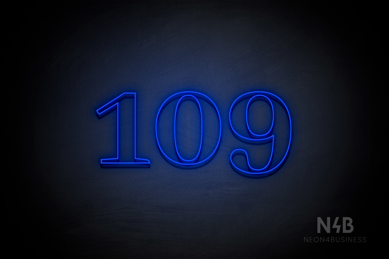 Number "109" (World font) - LED neon sign