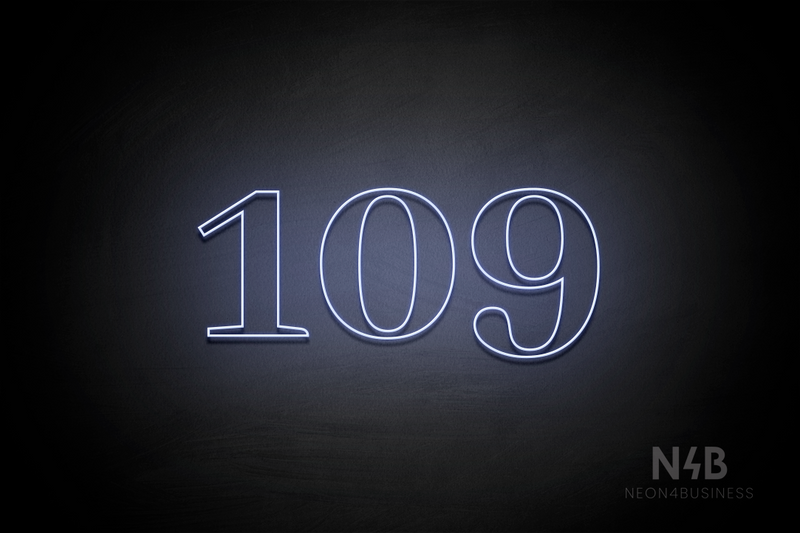 Number "109" (World font) - LED neon sign