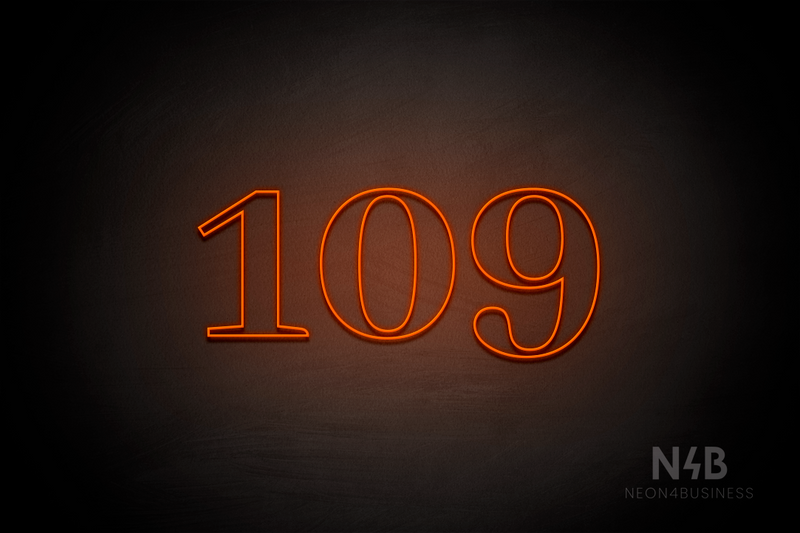 Number "109" (World font) - LED neon sign