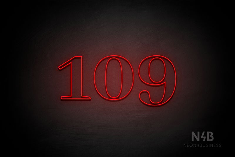 Number "109" (World font) - LED neon sign