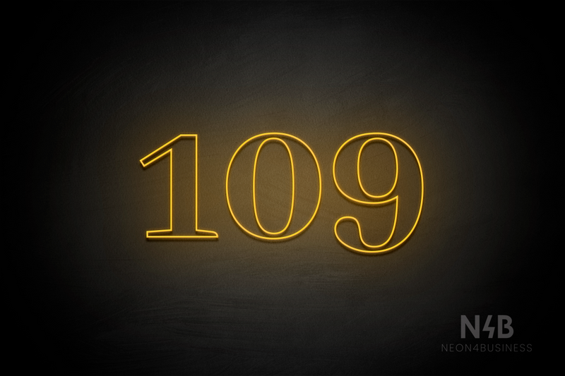 Number "109" (World font) - LED neon sign