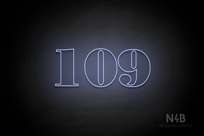 Number "109" (Bodoni Libre font) - LED neon sign