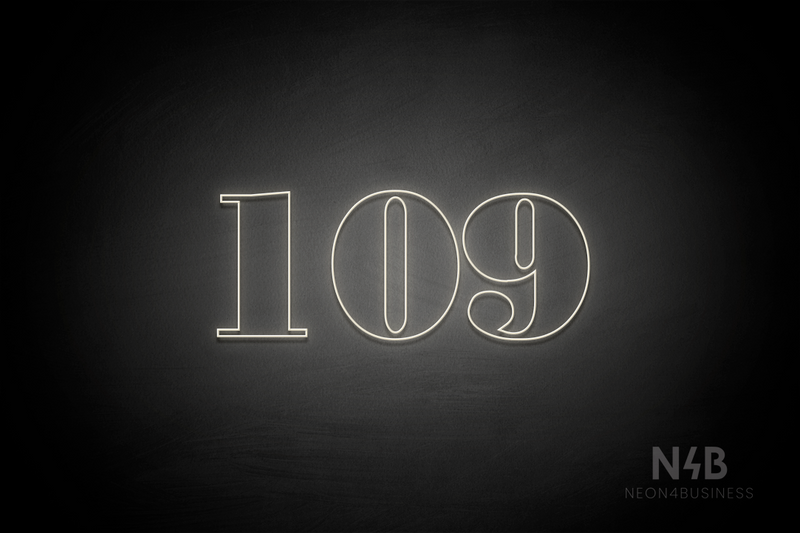 Number "109" (Bodoni Libre font) - LED neon sign