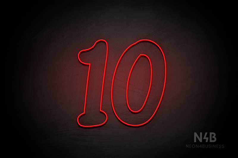 Number "10" (Queen font) - LED neon sign