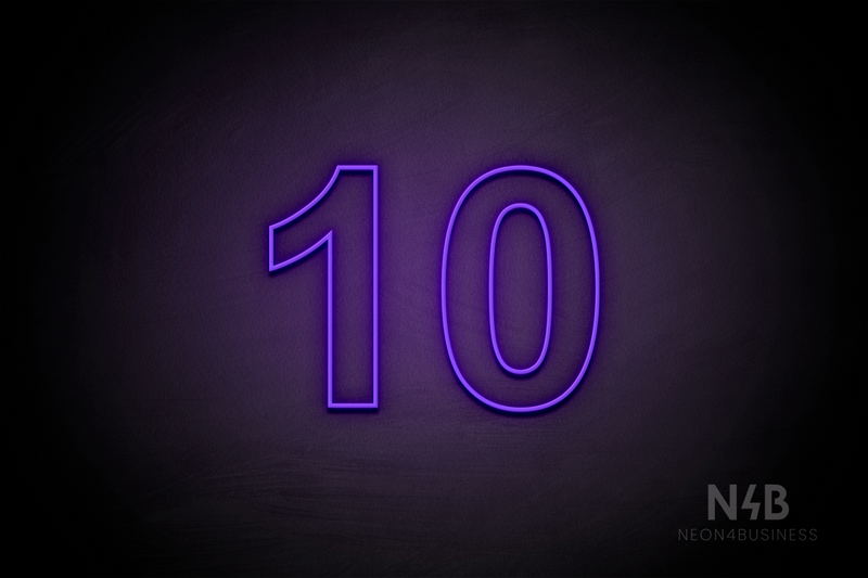 Number "10" (Arial font) - LED neon sign