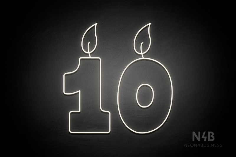 Number "10" (candle shape, custom font) - LED neon sign