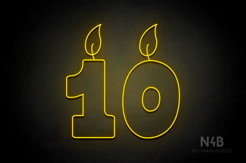 Number "10" (candle shape, custom font) - LED neon sign