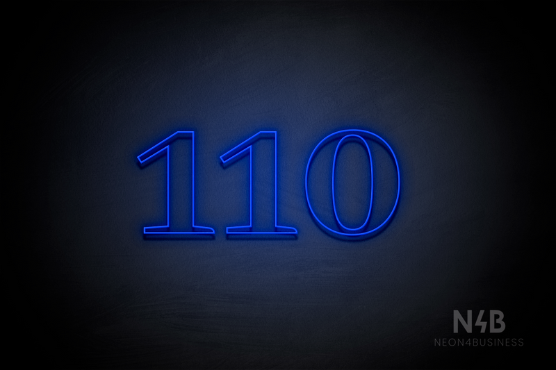 Number "110" (World font) - LED neon sign