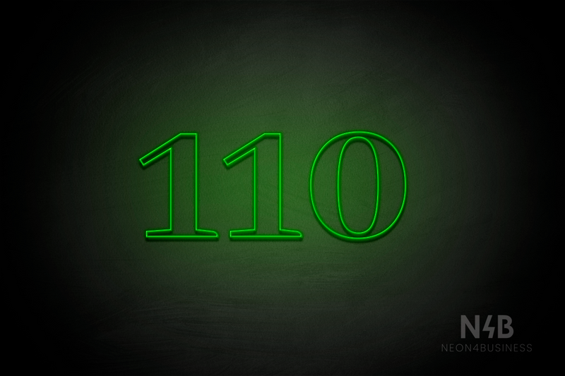 Number "110" (World font) - LED neon sign