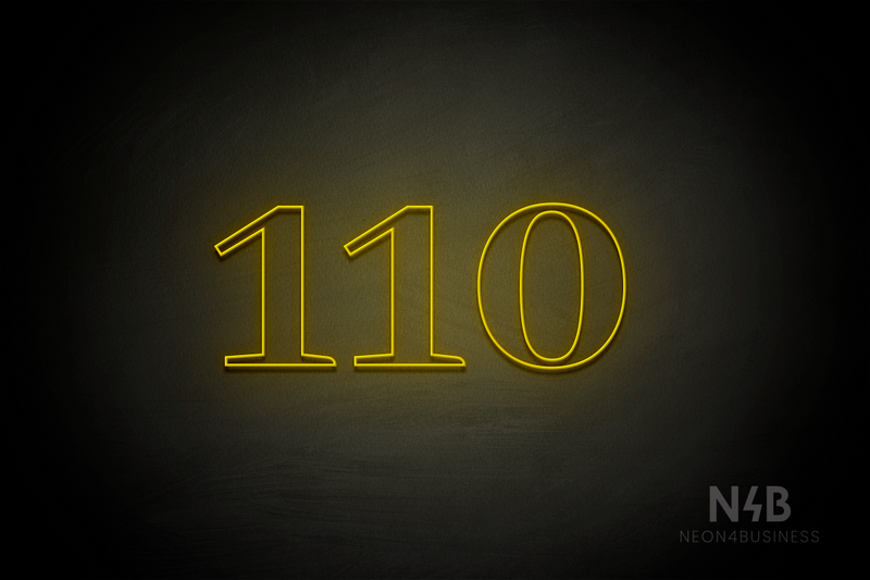 Number "110" (World font) - LED neon sign