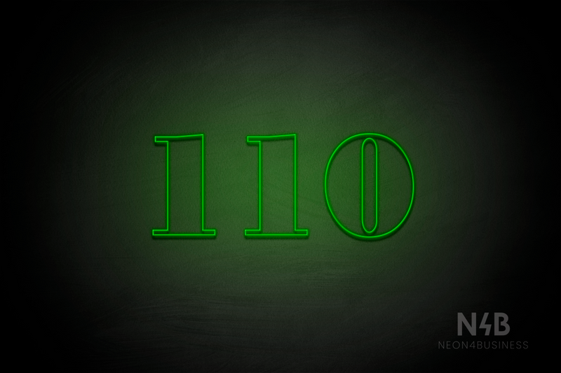 Number "110" (Bodoni Libre font) - LED neon sign