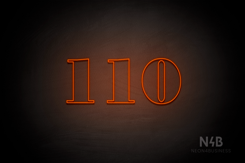 Number "110" (Bodoni Libre font) - LED neon sign