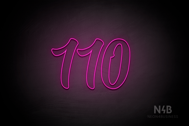 Number "110" (Charming font) - LED neon sign