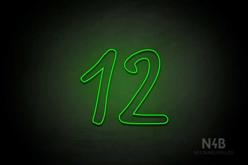 Number "12" (RutmerHand font) - LED neon sign