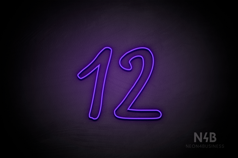 Number "12" (RutmerHand font) - LED neon sign