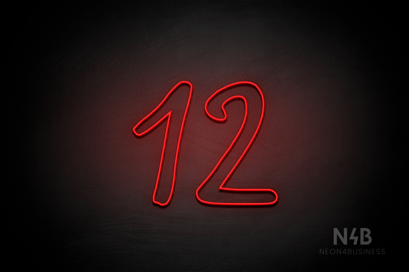 Number "12" (RutmerHand font) - LED neon sign