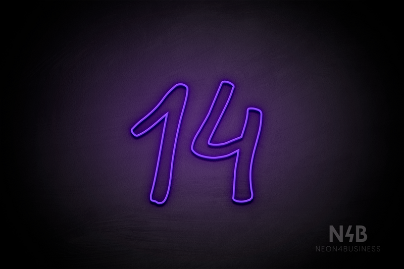 Number "14" (RutmerHand font) - LED neon sign