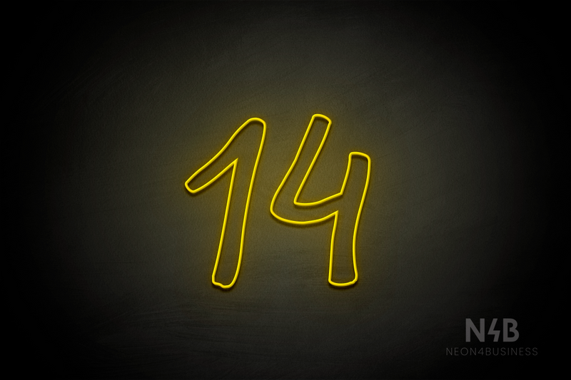 Number "14" (RutmerHand font) - LED neon sign