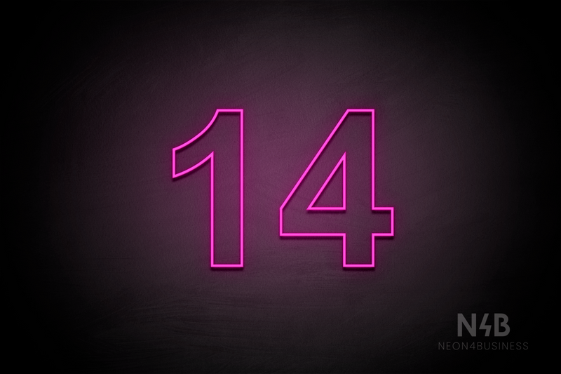 Number "14" (Arial font) - LED neon sign