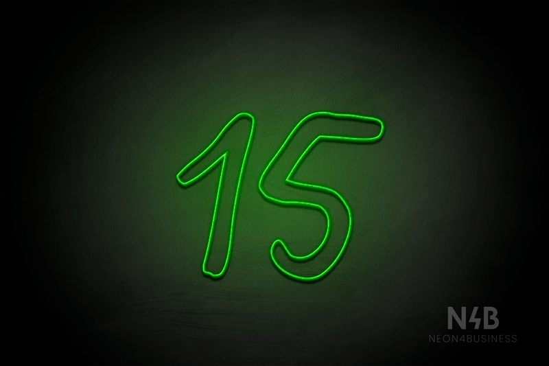 Number "15" (Relax Regular font) - LED neon sign