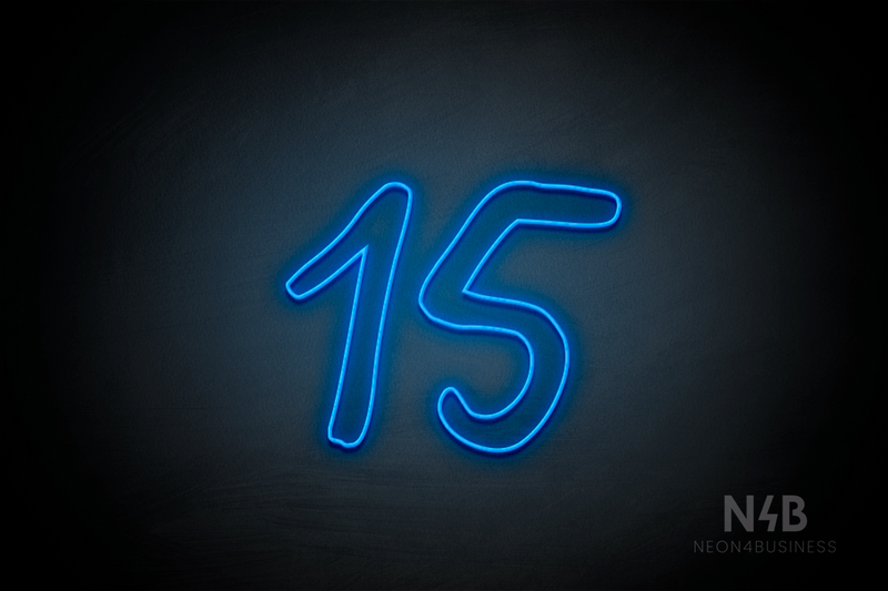 Number "15" (Relax Regular font) - LED neon sign