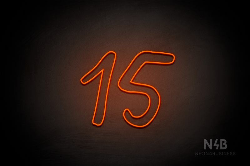 Number "15" (Relax Regular font) - LED neon sign