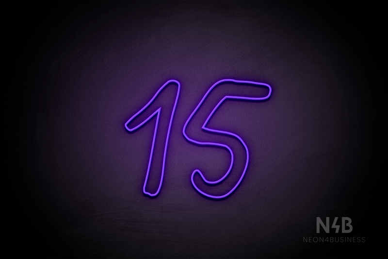 Number "15" (Relax Regular font) - LED neon sign