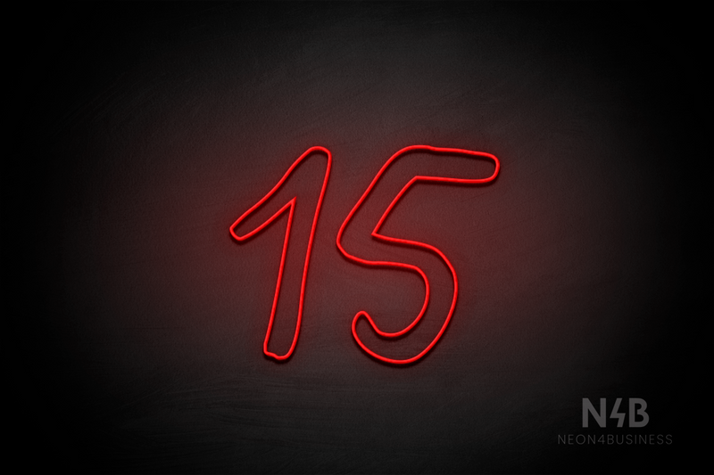 Number "15" (Relax Regular font) - LED neon sign