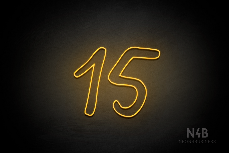 Number "15" (Relax Regular font) - LED neon sign