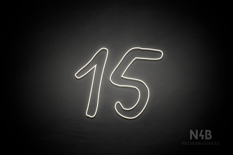 Number "15" (Relax Regular font) - LED neon sign