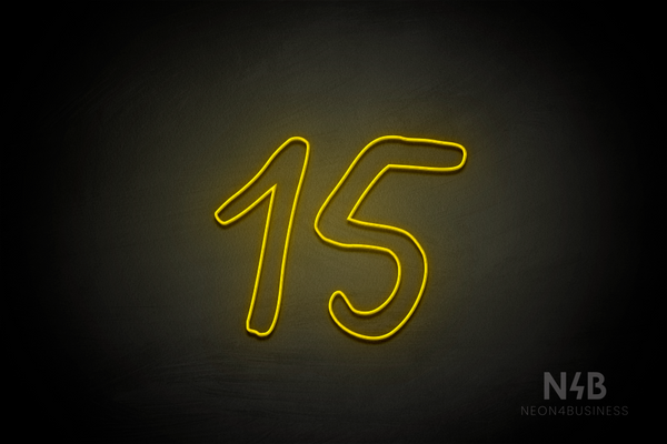 Number "15" (Relax Regular font) - LED neon sign