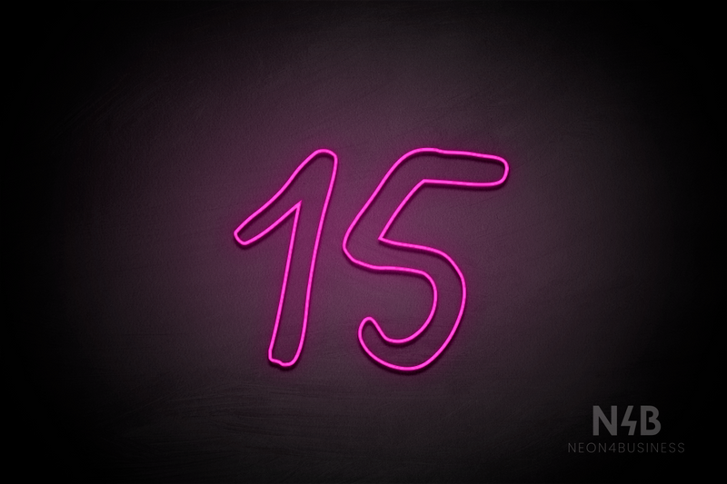 Number "15" (Relax Regular font) - LED neon sign