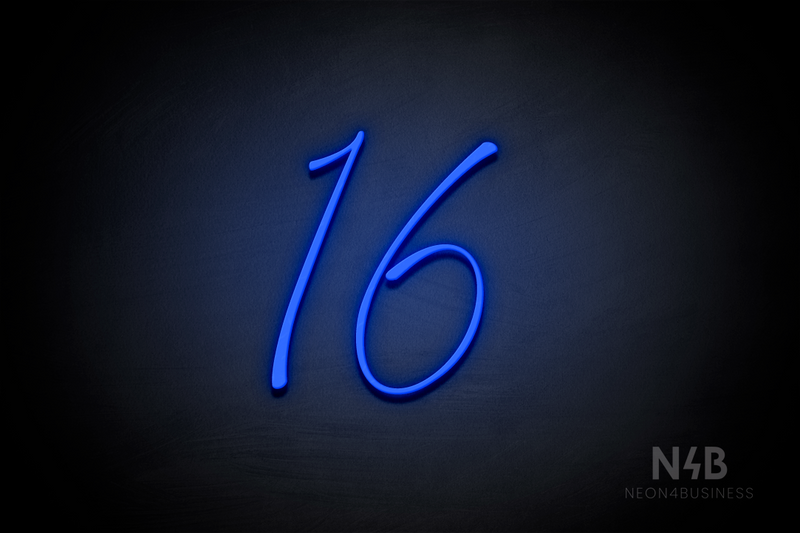 Number "16" (Austina Coast font) - LED neon sign