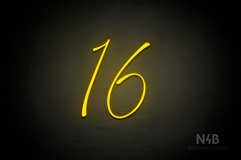 Number "16" (Austina Coast font) - LED neon sign