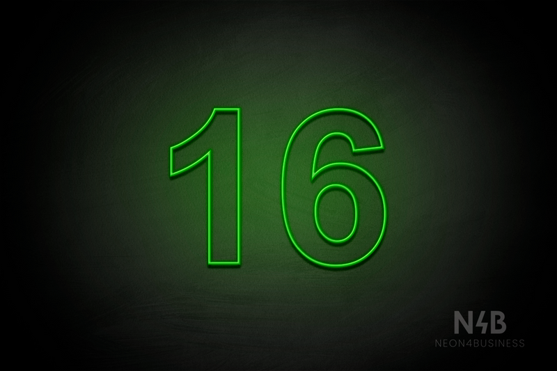 Number "16" (Arial font) - LED neon sign