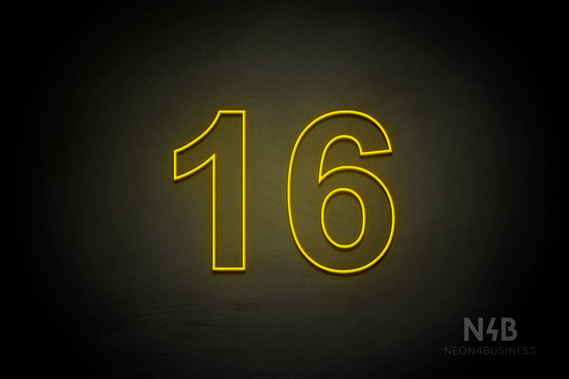 Number "16" (Arial font) - LED neon sign