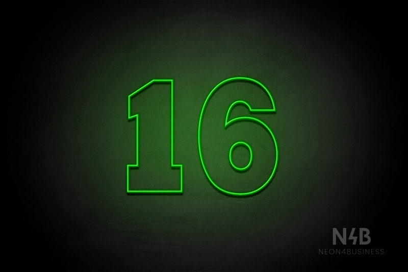 Number "16" (Roletta font) - LED neon sign