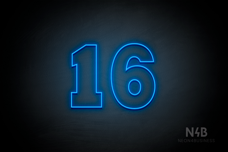 Number "16" (Roletta font) - LED neon sign