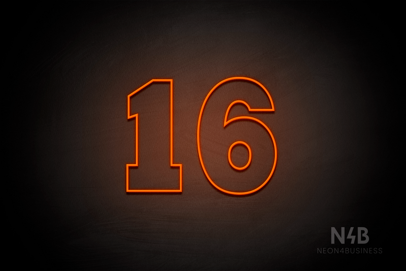 Number "16" (Roletta font) - LED neon sign