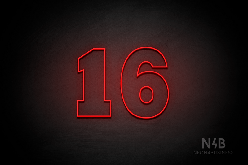 Number "16" (Roletta font) - LED neon sign