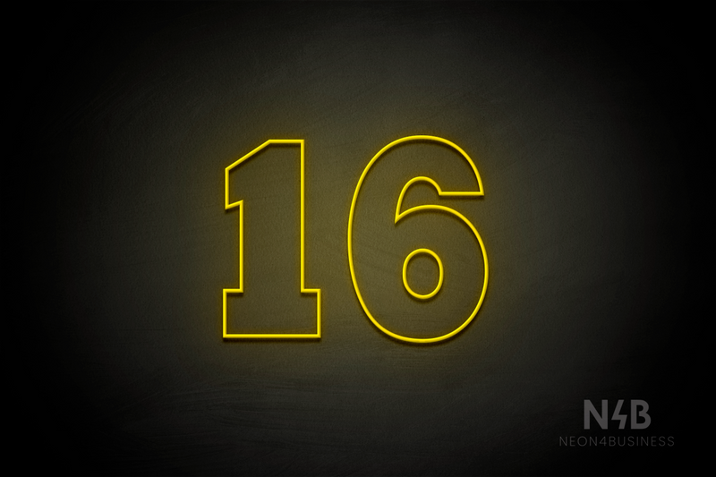 Number "16" (Roletta font) - LED neon sign