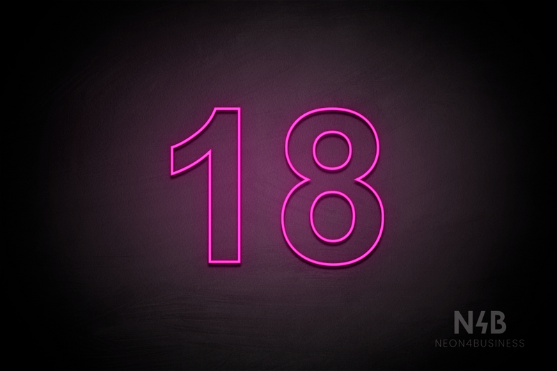 Number "18" (Arial font) - LED neon sign