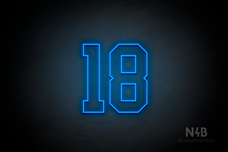 Number "18" (Details font) - LED neon sign