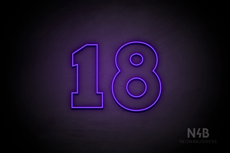 Number "18" (Roletta font) - LED neon sign