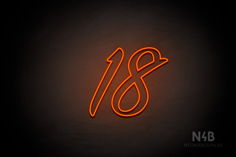 Number "18" (SignPainter font) - LED neon sign