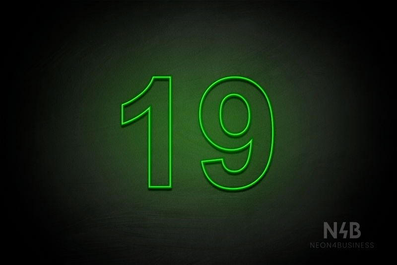 Number "19" (Arial font) - LED neon sign