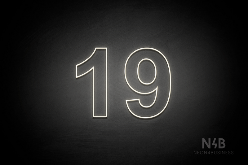 Number "19" (Arial font) - LED neon sign