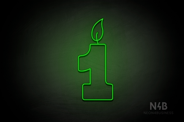 Number "1" (candle shape, custom font) - LED neon sign