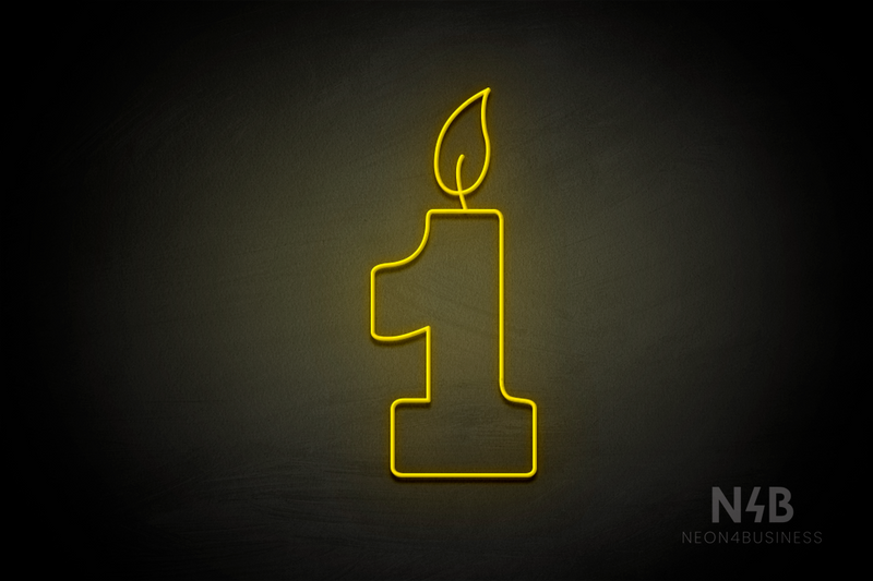 Number "1" (candle shape, custom font) - LED neon sign