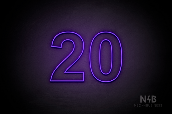 Number "20" (Arial font) - LED neon sign